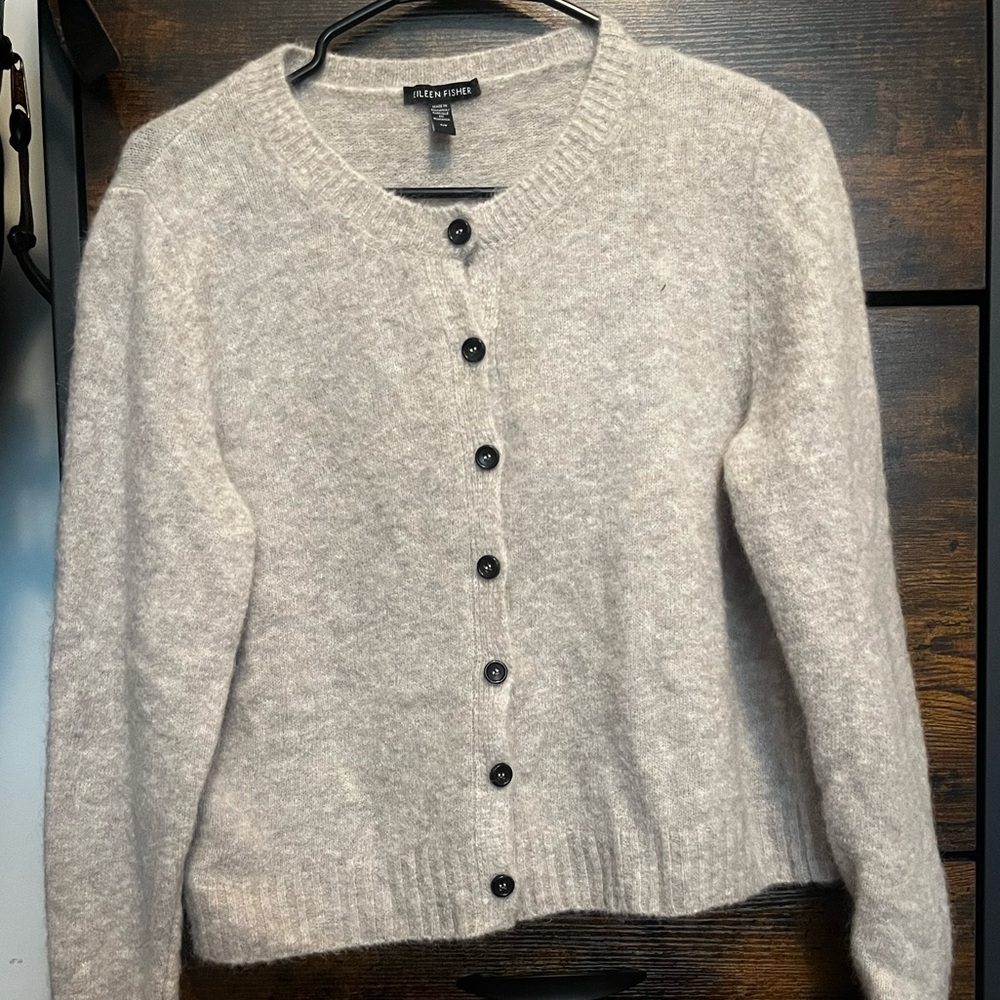 Eileen Fisher Gray Button-Up Cardigan
